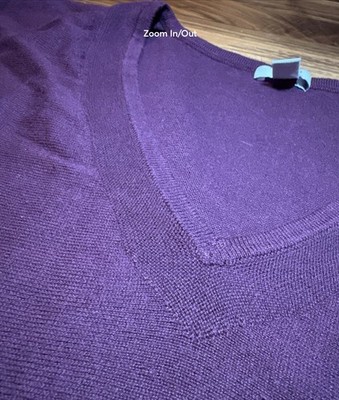 J. Jill Pure Jill V Neck Plum Sweater 3/4 length sleeves Suze 2X EUC
