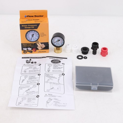 #ad Flow Doctor Water Pressure Gauge Kit 0 200 PSI 6pc Set Plumbing Tool Case $22.79