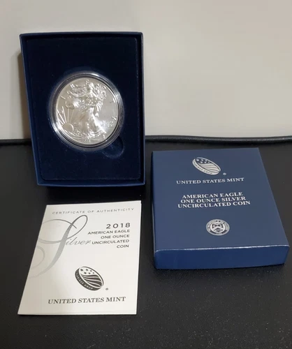 2018 W Burnished Silver Eagle OGP & COA