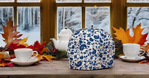Turquoise Blue White Cotton Handmade Designs Tea Cozy Creative Tea Cosy Indian M - Picture 3 of 6