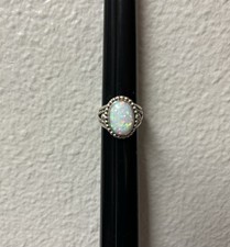 Native American Sterling Silver Ring 925 Lab Opal Size 6 Signed