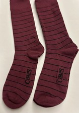 New Men’s Chaps Fashion Dress Crew Socks 2 Pair Red Black Stripes