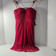 NWT Adrianna Papell Strapless Stretch Tulle Red Formal Dress Rhinestones Size 10