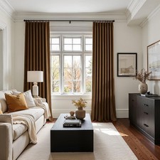 40 x 90 2 Panels Dark Brown Pinch Pleated Thick Velvet Blackout Curtains C263