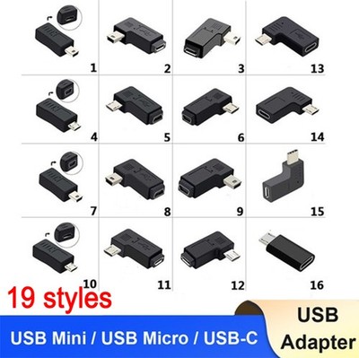 Mini USB auf Micro USB Adapter Konverter Typ-C -Micro Links/Recht Winkel Stecker