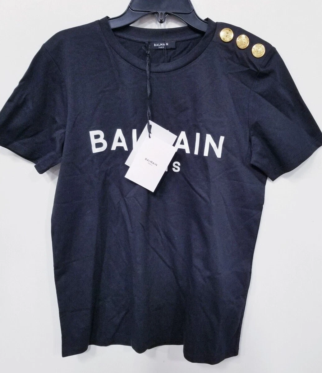 Balmain Embellished Logo T-shirt Black Sz XS |