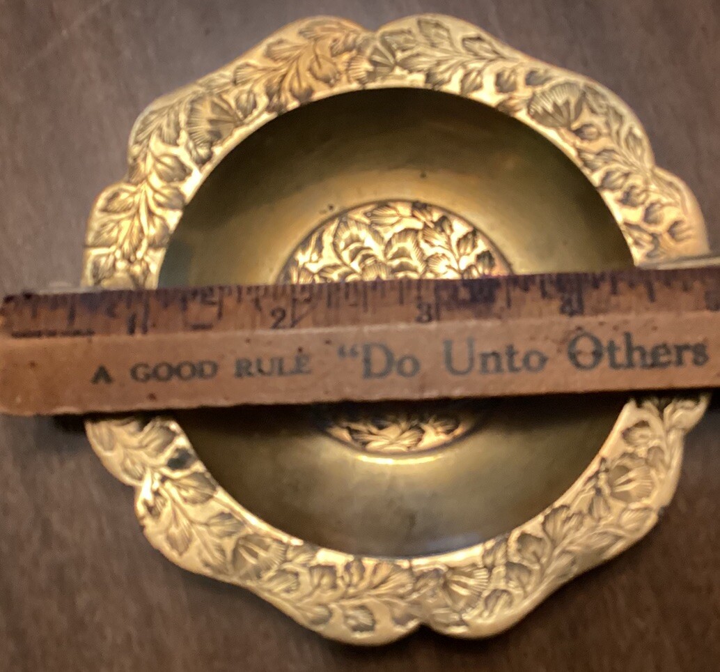 Beautiful Brass Cigarette Ashtray Flowers And Leaves Motif Made India Vintage