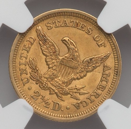 1852 LIBERTY HEAD $2.5 QUARTER EAGLE GOLD NGC AU58 - Picture 2 of 4