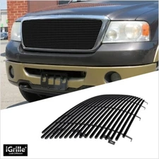 Fits 2004-2008 Ford F150 All Model Full Face Black Billet Grille Insert
