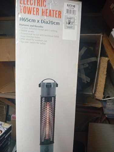 La Hacienda Tower Heater Electric Portable IP54 Handle Outdoor Patio 65cm 1200W - Picture 2 of 5