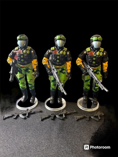 Squad of 3 Cobra Jungle Viper 1986 Style Black Major Custom GI Joe - Bild 1 von 4