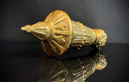 Large Weighty Antique Brass Victorian Counterweight - Foto 2 di 5