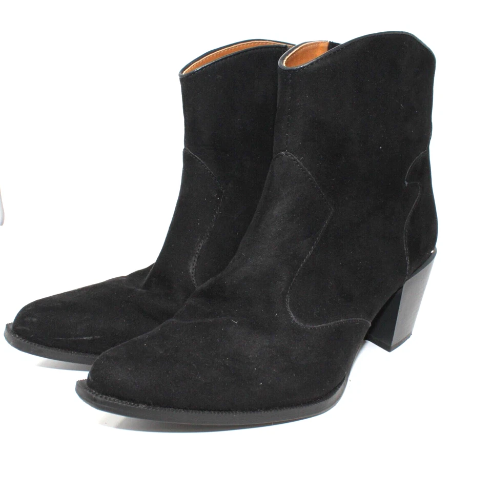 Botines Ann Marino para mujer talla 10 negros imitación gamuza tela cremallera estilo occidental Foto 4 de 4