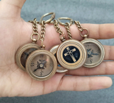 5 Pieces Nautical Gift Brass Compass Keychains, Compass Keyrings ...