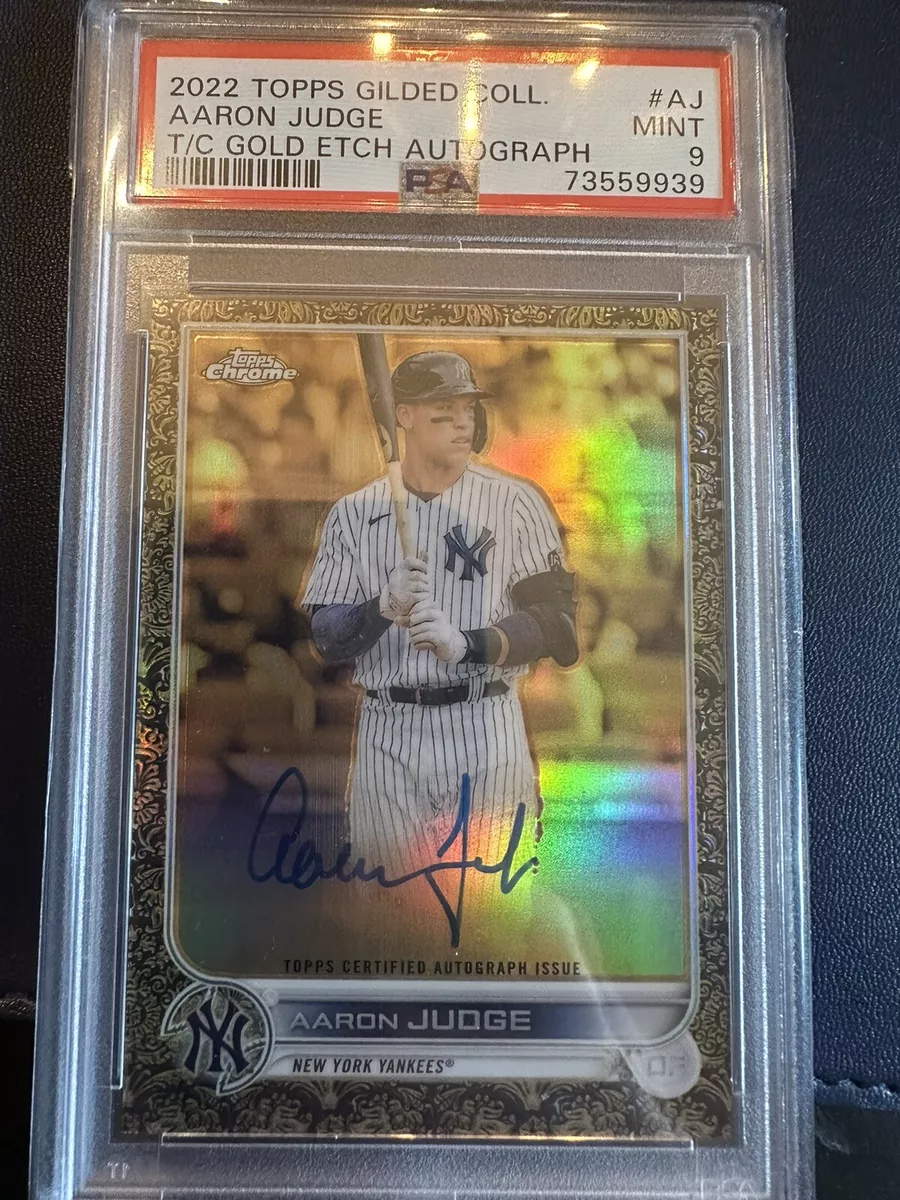 2022 Topps Gilded Aaron Judge Auto Blue 12/30 Autograph Yankees Gold ETCH PSA9