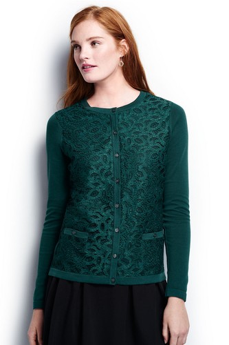 Supima Cotton Lace Overlay Cardigan 