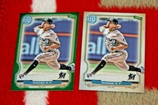 ROBERT DUGGER LOT OF 2 RC 2020 GYPSY QUEEN GREEN RETAIL &BASE #143 MIAMI MARLINS