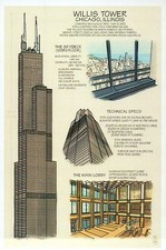 Willis Tower, Chicago Illinois IL, Construction Information - Technical Postcard