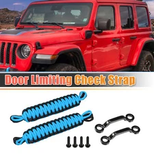 1 Set Car Door Limiting Straps for Jeep Wrangler JK JL w/ Brackets Black Blue