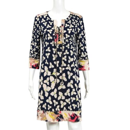 DIANE VON FURSTENBERG Womens Dress SZ 2 Trella 100% Silk Floral Laced 3/4 Sleeve
