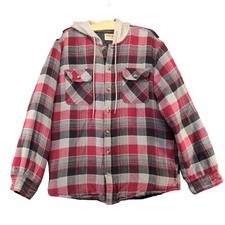 Wrangler Men's Quilt Lined Hooded Flannel Shirt Jacket Medium Multi Plaid
