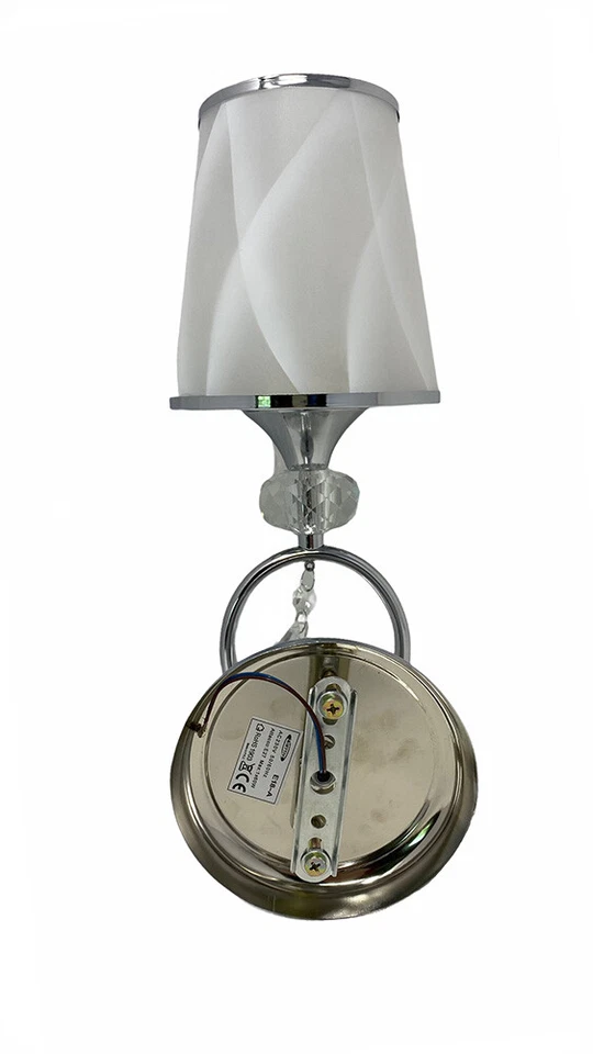 Applique a parete lumetto muro attacco e27 argento abat jour lume vetro e18 - Immagine 3 di 3
