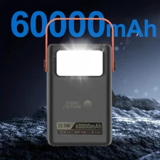 60000mAh Power Bank PD 20W External Portable Battery Fast Charging with 12 LEDs