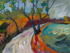 Large Original Art Landscape Painting on Stretched Canvas 24" x 18"