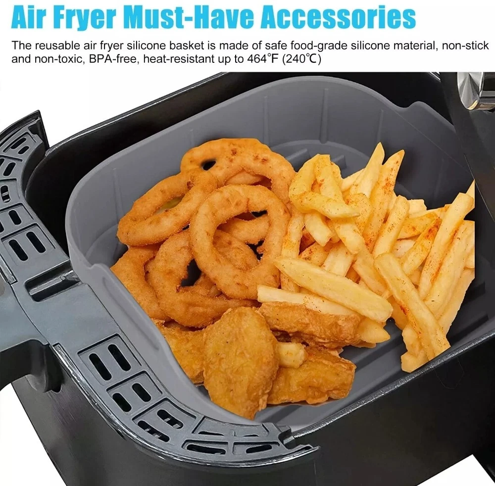 Air Fryer Silicone Pot Basket Liners Non-Stick Safe Oven Baking Tray Accessories