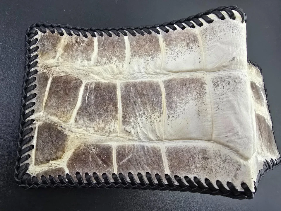 Alligator Himalayan bi fold wallet genuine gator natural color custom made laced - Image 2 of 4