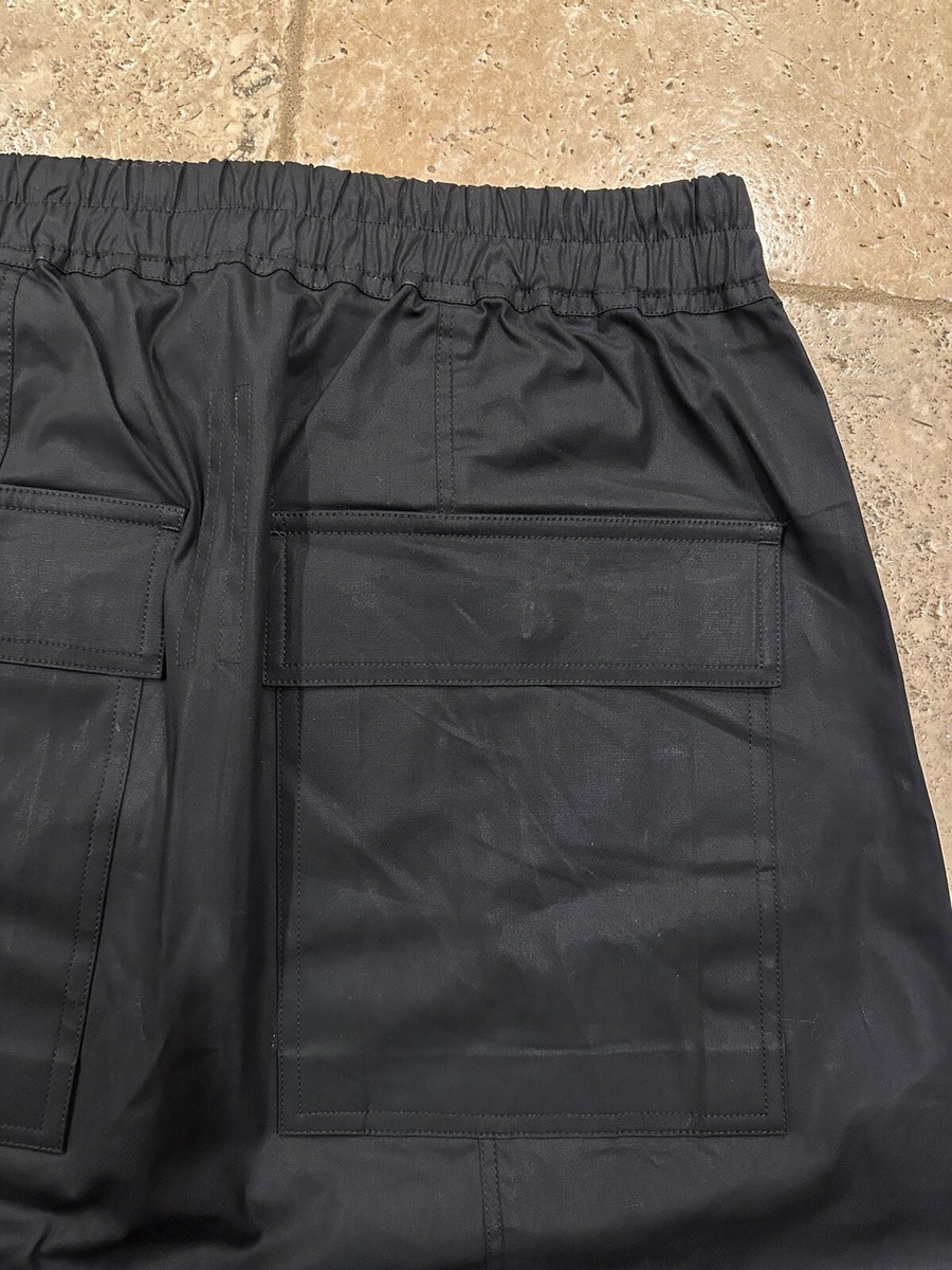 Rick Owens Drawstring Cropped Black EDFU Drop Crotch Pants
