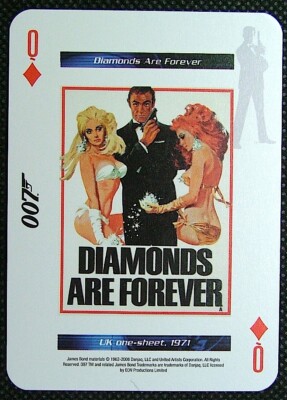 1 x Spielkarte 007 Bond Filmposter Diamonds are forever - Queen of Diamonds