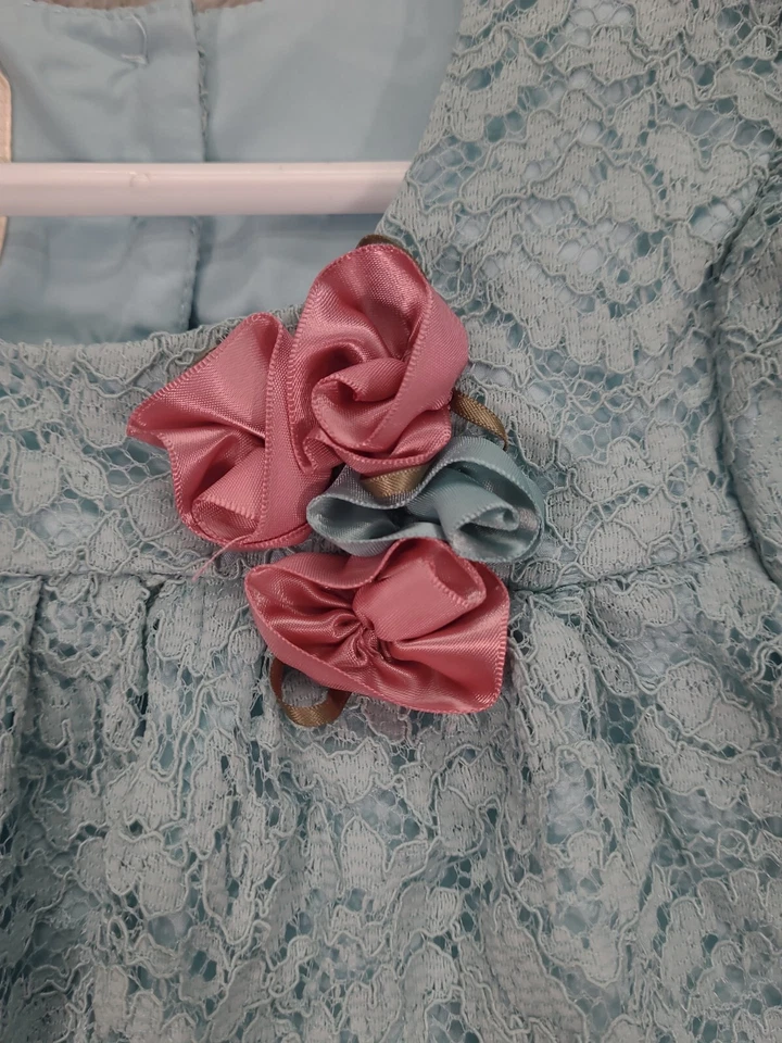 Laura Ashley Lace All Over Girls Dress Sz 5 Blue - Image 2 of 4