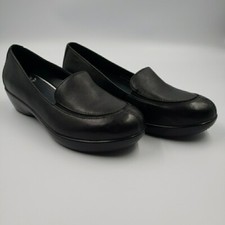 Dansko Debra Black Nappa Leather Wedge Slip On Comfort Loafer Memory Foam Sz 38