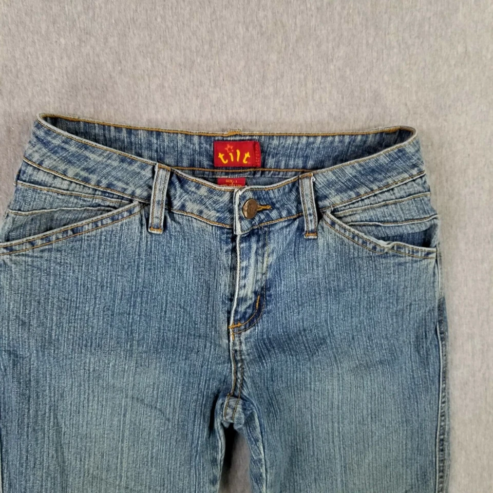 Jeans Vintage Inclinables Talla 1 Cortos Elastizados Desteñidos Retro Lavado Clásico Años 2000 Foto 4 de 4