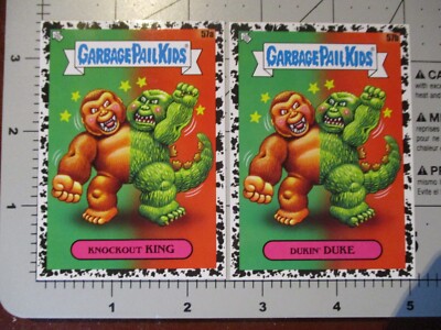 GARBAGE PAIL KIDS spoof King Kong vs Godzilla 2 STICKER CARD SET 57a 57b BLACK B