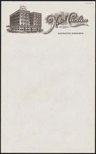 Vintage letterhead HOTEL CARLTON Chas Grassle old hotel pic Rochester Minnesota