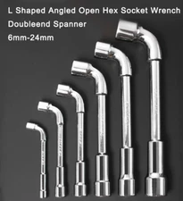 Metric L Shaped Angled Open Hex 6 point Socket Wrench Doubleend Spanner 6mm-24mm