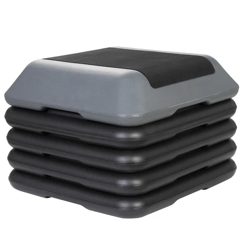 Adjustable Aerobic Step Platform Non-slip with 4 Risers Home Gym Grey/Green - Picture 9 of 21