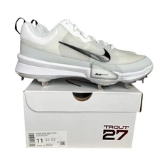 Nike Force Zoom Trout 9 Pro Sizes 8-15 Baseball Cleats White/Platinum FB2907-100