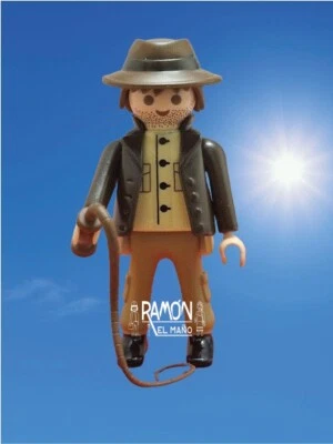 Playmobil Personalizado Indiana Jones Aventurero con Látigo Figura Custom Retro!