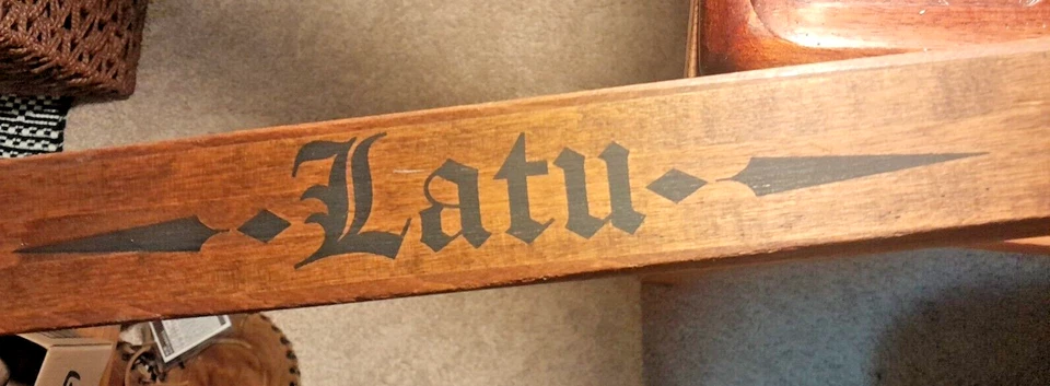 Esquís de fondo de madera antiguos RAROS "LATU Norwegian" para cabaña o albergue Foto 3 de 4