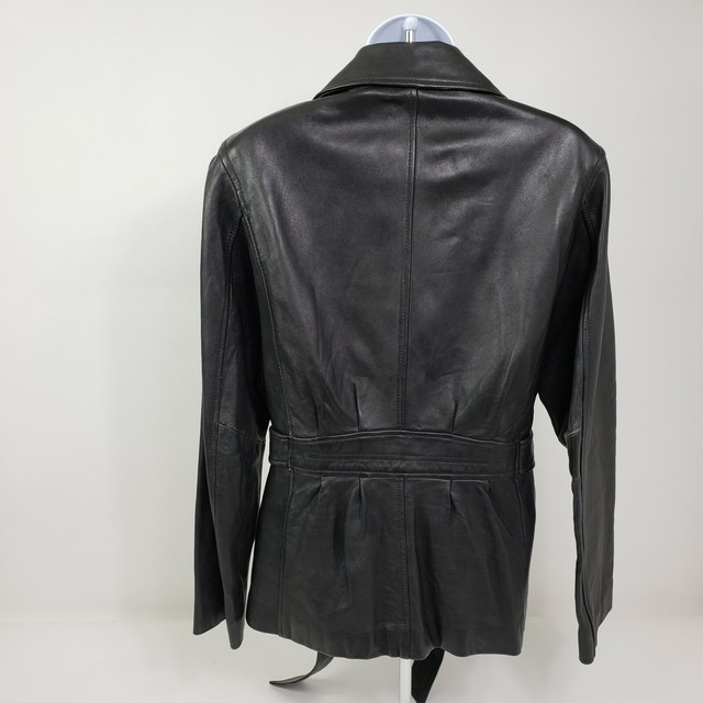 JLC New York Leather Jacket Zip Up Blazer Chic Lined Black Medium | eBay