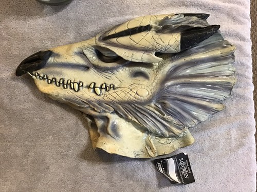 RARE 1993 NEW Vintage CINEMA SECRETS GREY DRAGON MASK W/ Tags Halloween Cosplay - Picture 7 of 7
