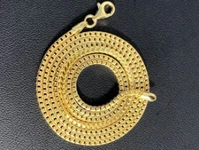 Men's Franco Chain Real 14K Gold Plated Solid 925 Sterling Silver 2mm ITALY MADE