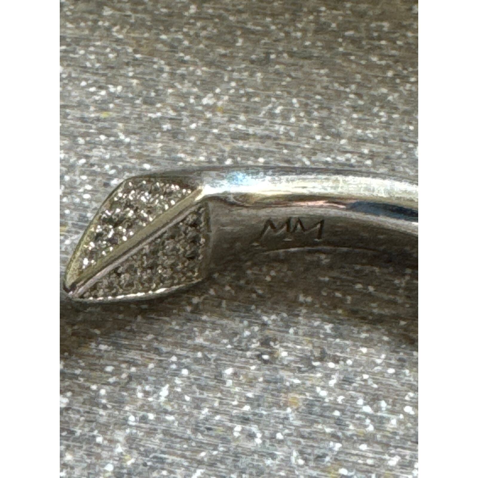 MM Hinged Cuff, Triangular Rhinestone SilverTone … - image 5