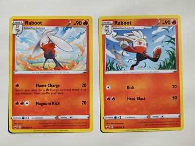 Raboot 032/202 & 033/202 LP - Sword Shield Base Pokemon Card - $2 Flat  Shipping