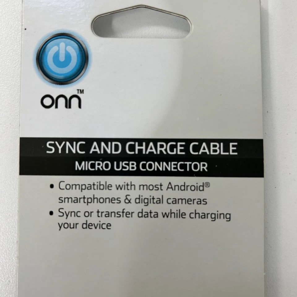 NEW Onn Sync And Charge Cable Micro USB Connector Android Smartphone, Camera - Image 3 of 4