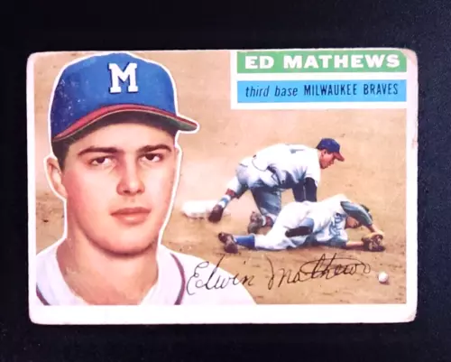 1956 TOPPS BASEBALL #107 ED MATHEWS VG COND NO CREASES