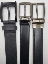 Lot Of 3 Men's Black  Brown Belts, Leather/Vegan Leather 32/34 Used